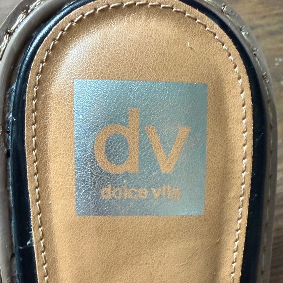 Dolce Vita Black Slide Sandals with Gold Buckle - Picture 2 of 5